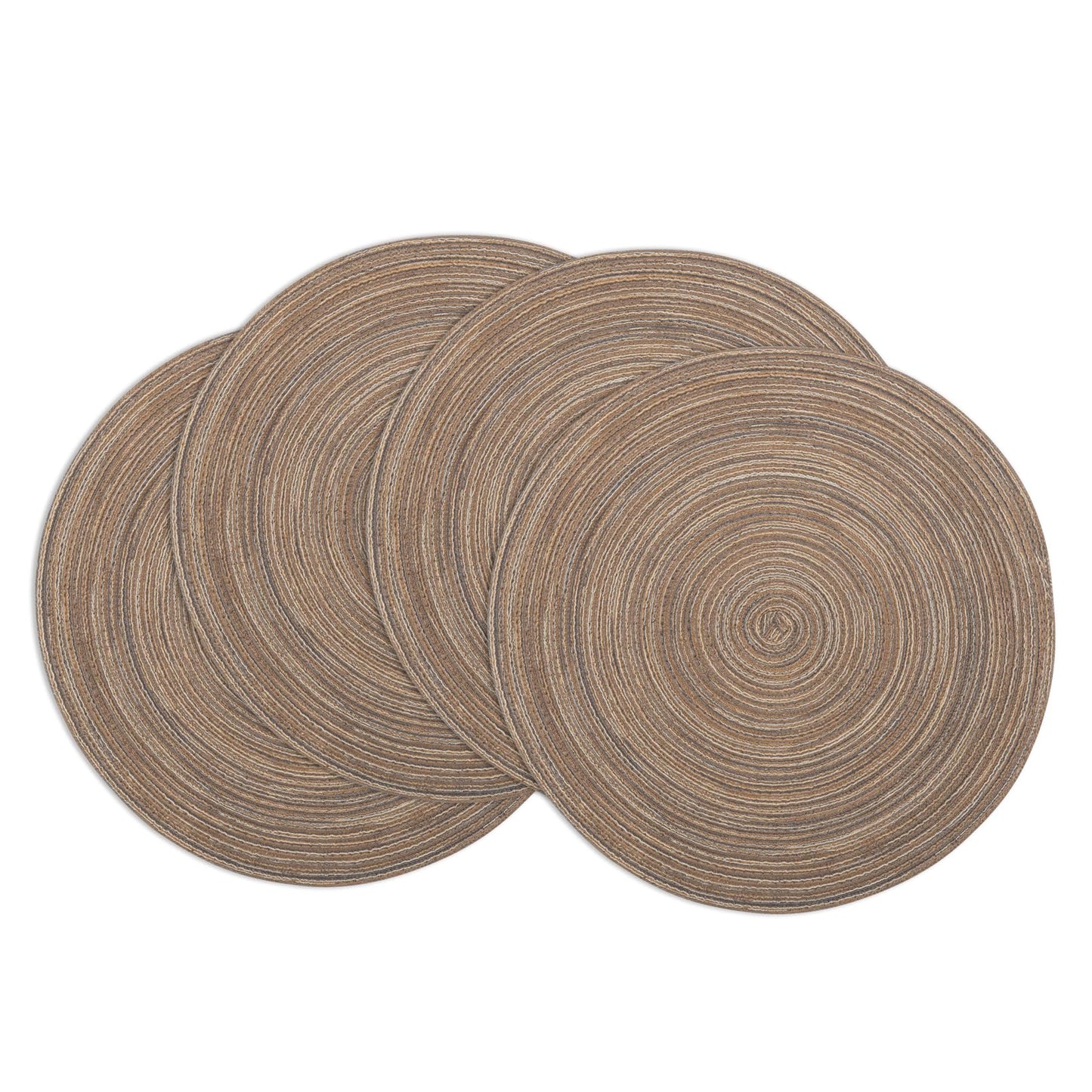 Winknowl Round Braided Placemats Set of 4 Washable Woven Heat Resistant Table Mats for Kitchen Dining Tables 15 inch Round Place Mats (Brown,4)