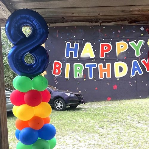 Foil Balloon Number 4 by [Brand Name] - 40'' Giant Self-Inflating Dark Blue Helium Balloon for 4th Birthday Celebrations