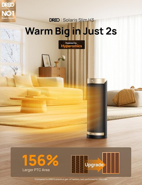 DREO 1500W Electric Space Heater - Quiet Portable Design with 70° Oscillation & Remote Control | Ideal for Office & Bedroom