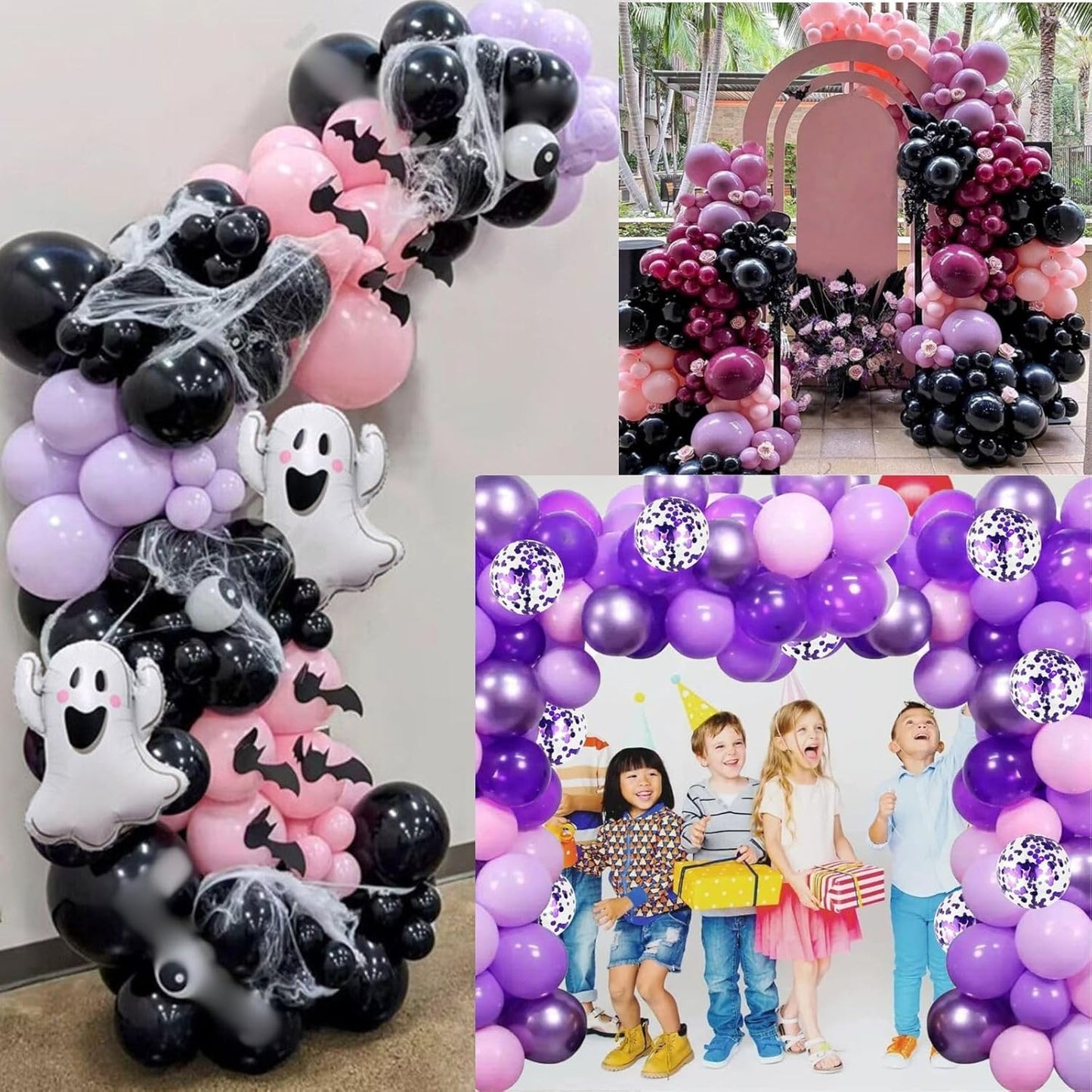 Purple Pink Balloons - 12 Inch Mermaid Halloween Set | 35 Pcs with Metallic Confetti for Parties