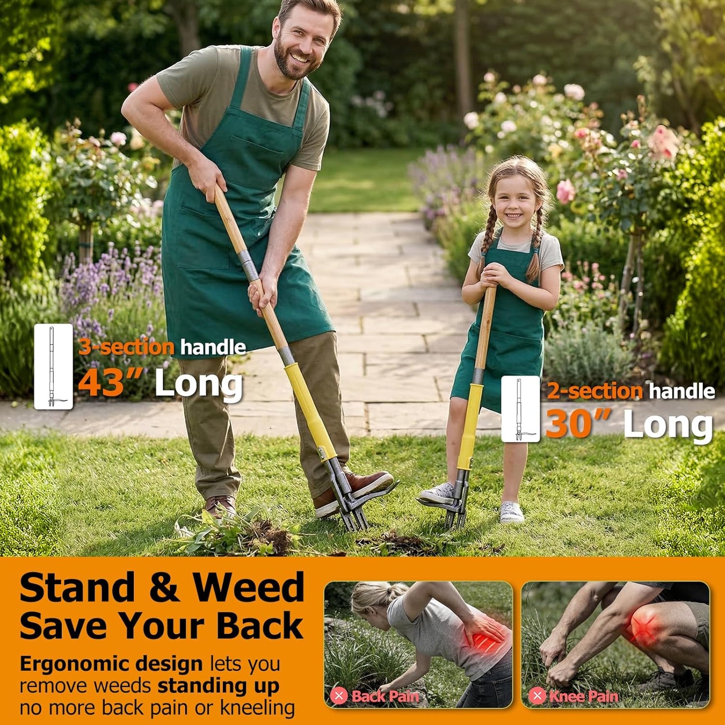 Regine Switzerland Weed Puller Tool - Heavy Duty Stand-Up Weeder with Slide-Release Ejection | Long Handle for Easy Lawn & Garden Use