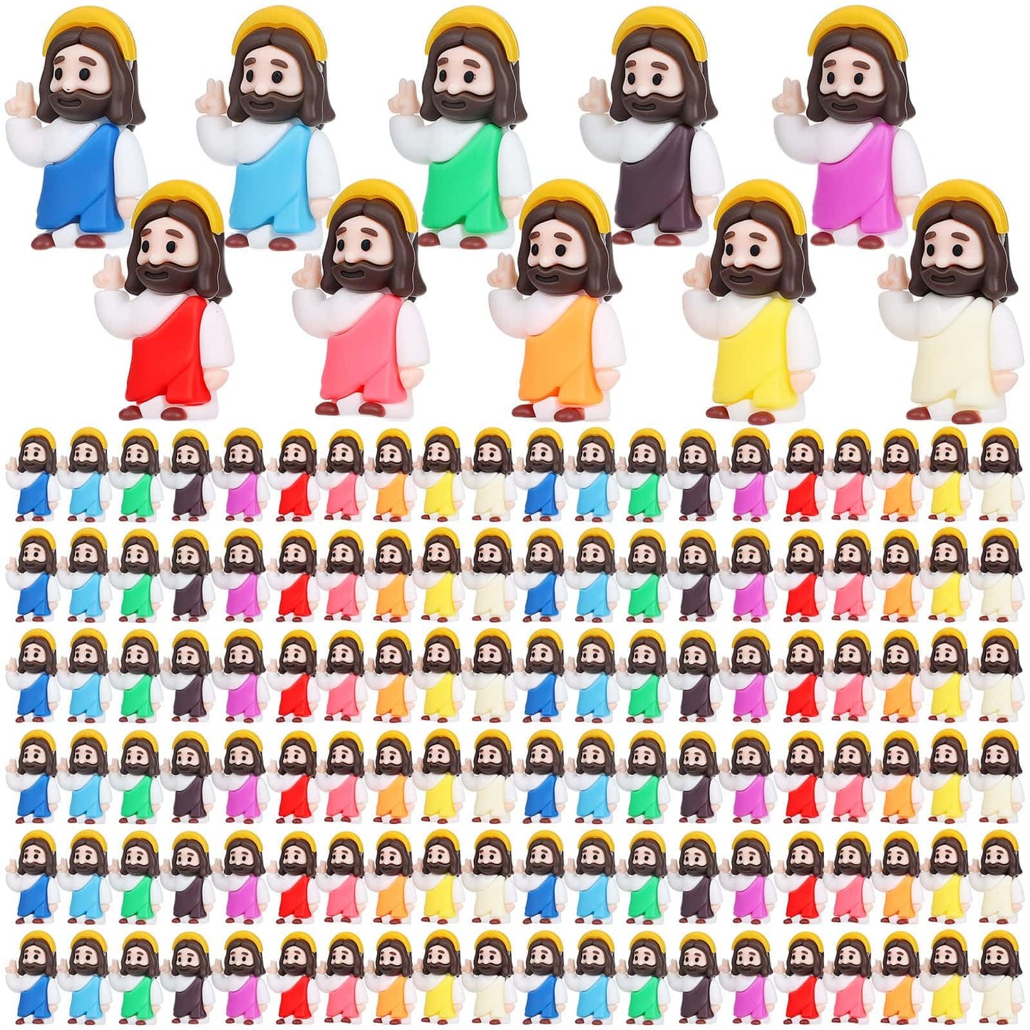 Thrilez 70 Pcs Mini Jesus Blessing Gesture - Small Pocket Jesus Figures Dashboards Jesus Religious Gifts for Christian, Easter Egg Stuffers