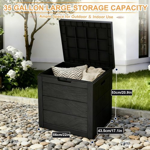 35 Gallon Outdoor Storage Box by [Brand Name] - Waterproof Patio Storage Solution for Garden & Camping