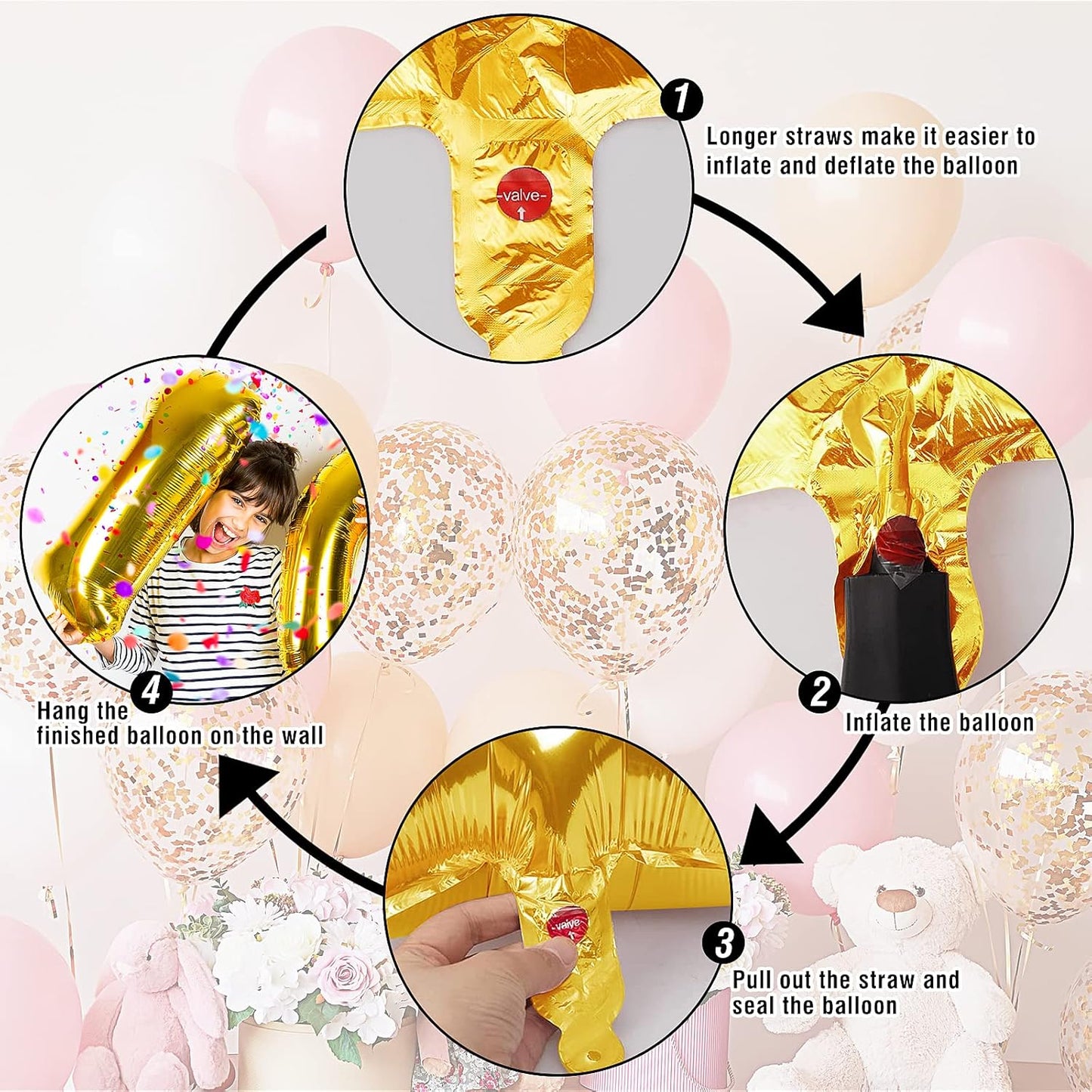 Smlpuame Gold 40-Inch Number Balloons 0-9 | Large Helium Foil Balloons for Birthday & Wedding Celebrations