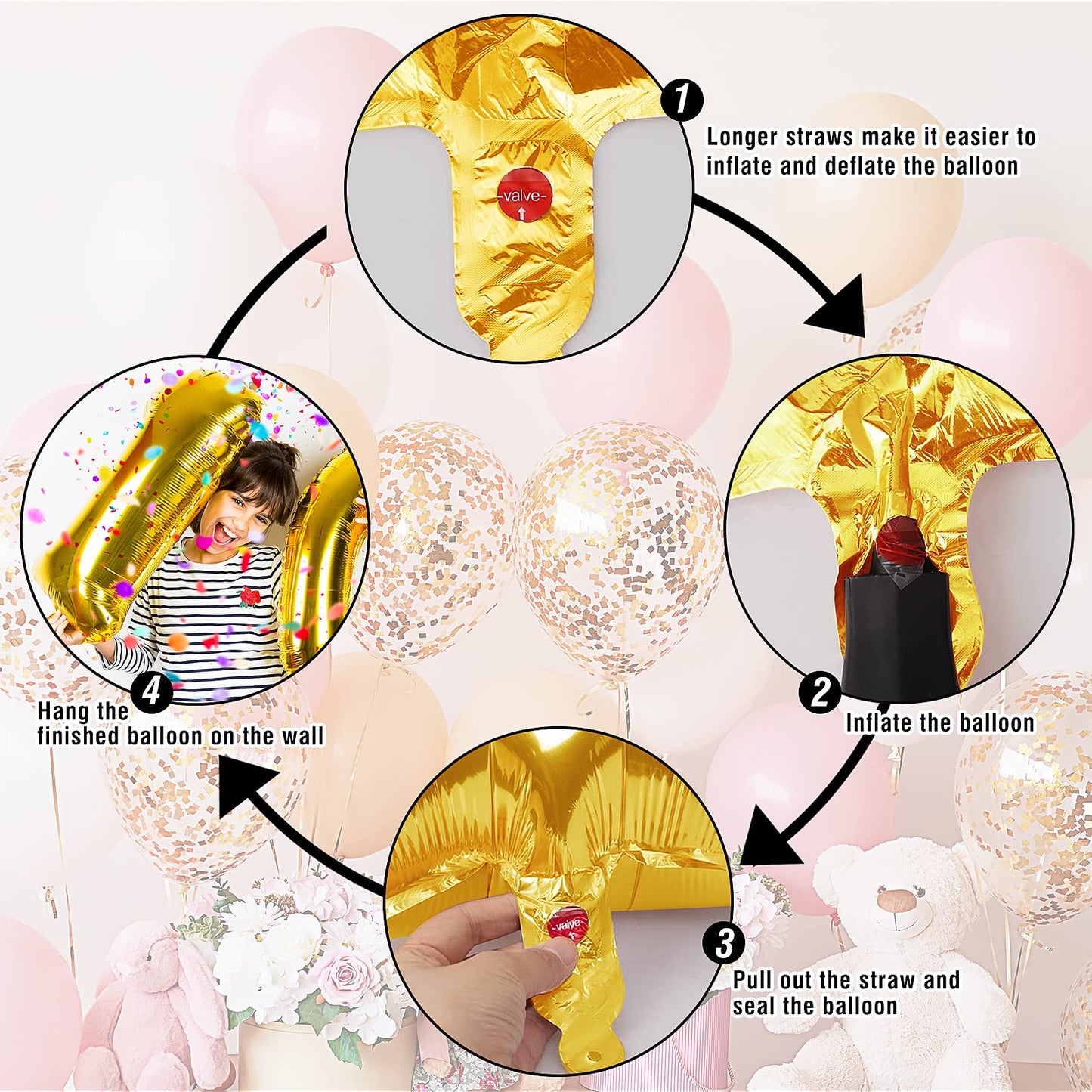 Smlpuame 40 inch Number Balloon 0-9 Gold Large Number 1 Balloons,Digital Balloons for Birthday Party Celebration Decorations Supplies, Helium Foil Number Balloons for Wedding Anniversary
