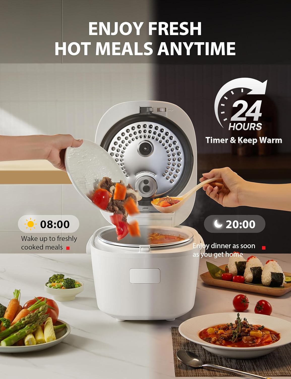TOSHIBA Rice Cooker - 5.5-Cup Fuzzy Logic with 15-in-1 Functions & Digital Display - White