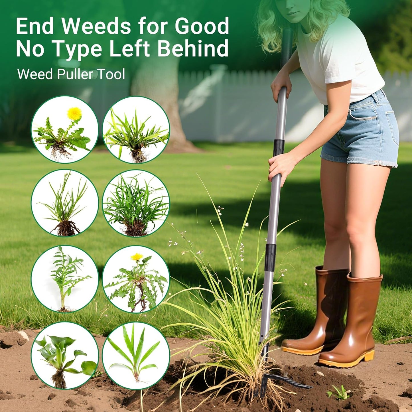 Suchtale Metal Weeder - Heavy-Duty Stand-Up Weed Puller Tool with Long Handle & Upgraded Pincer Claw