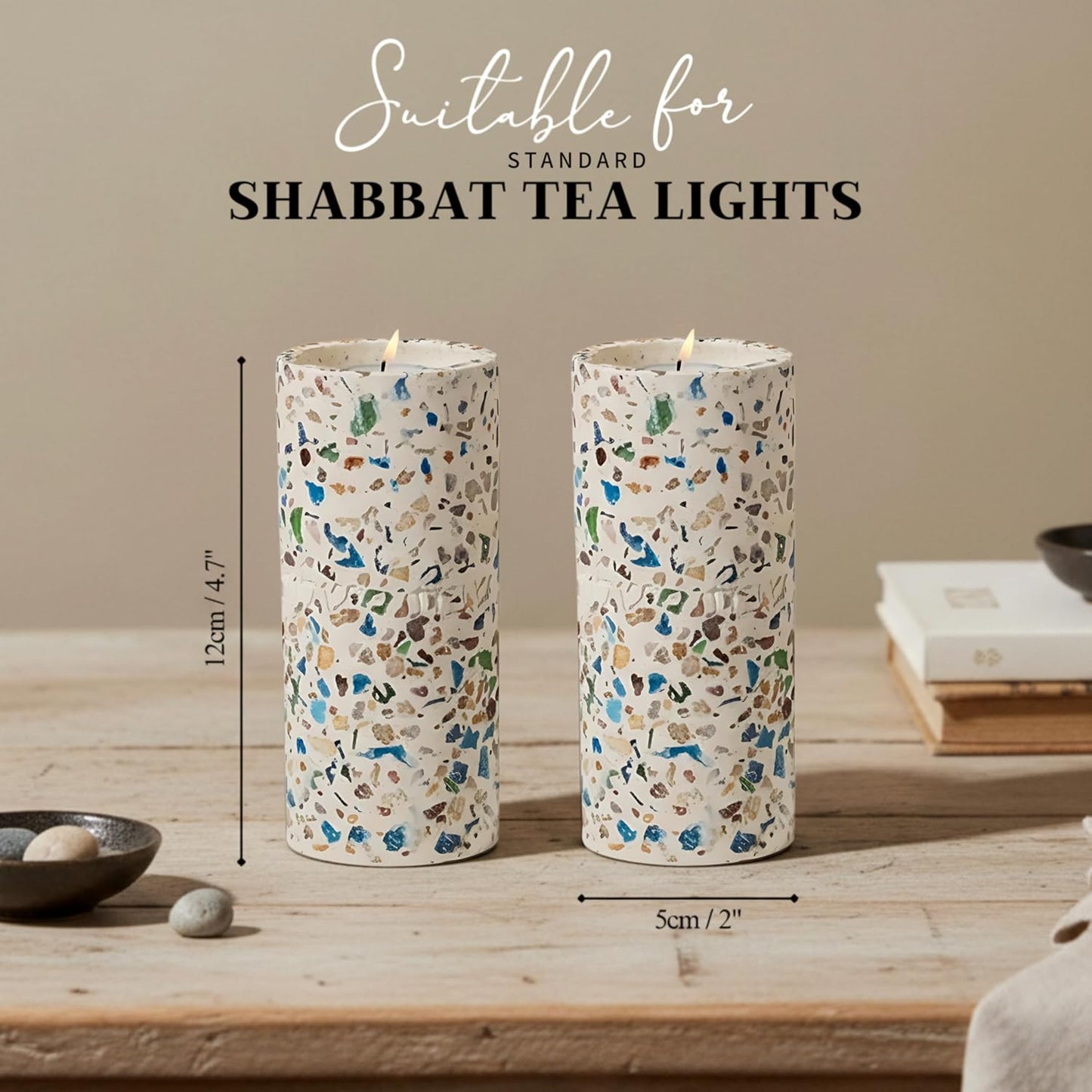 Suri Shabbat Candle Holder - Elegant Metal Candlesticks for Jewish Home Décor | Turquoise Design