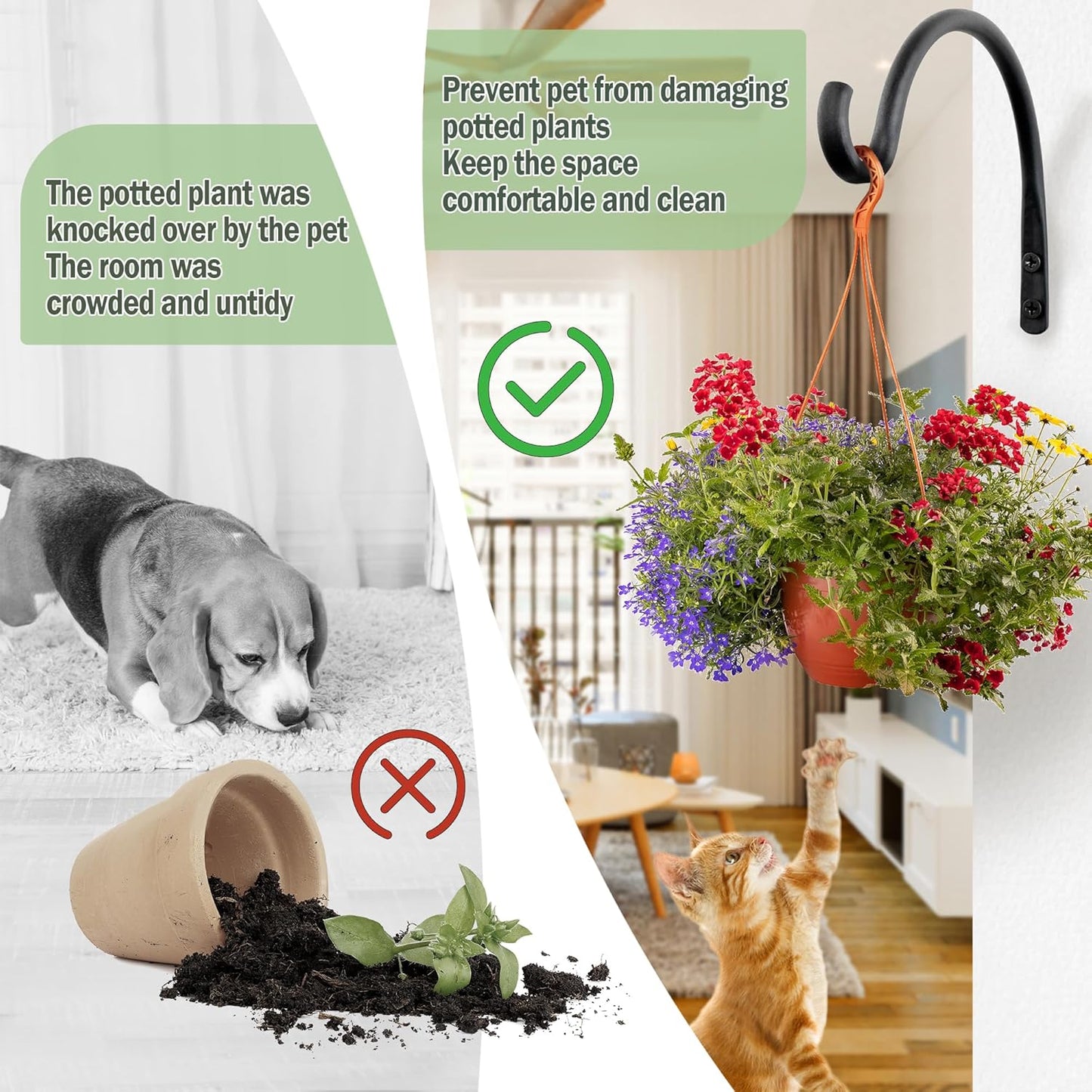 Qiang Ni Hanging Plant Bracket Hooks - Rust-Resistant 5.5 Inch Wall Plant Hooks | 2 Piece Set for Outdoor Decor