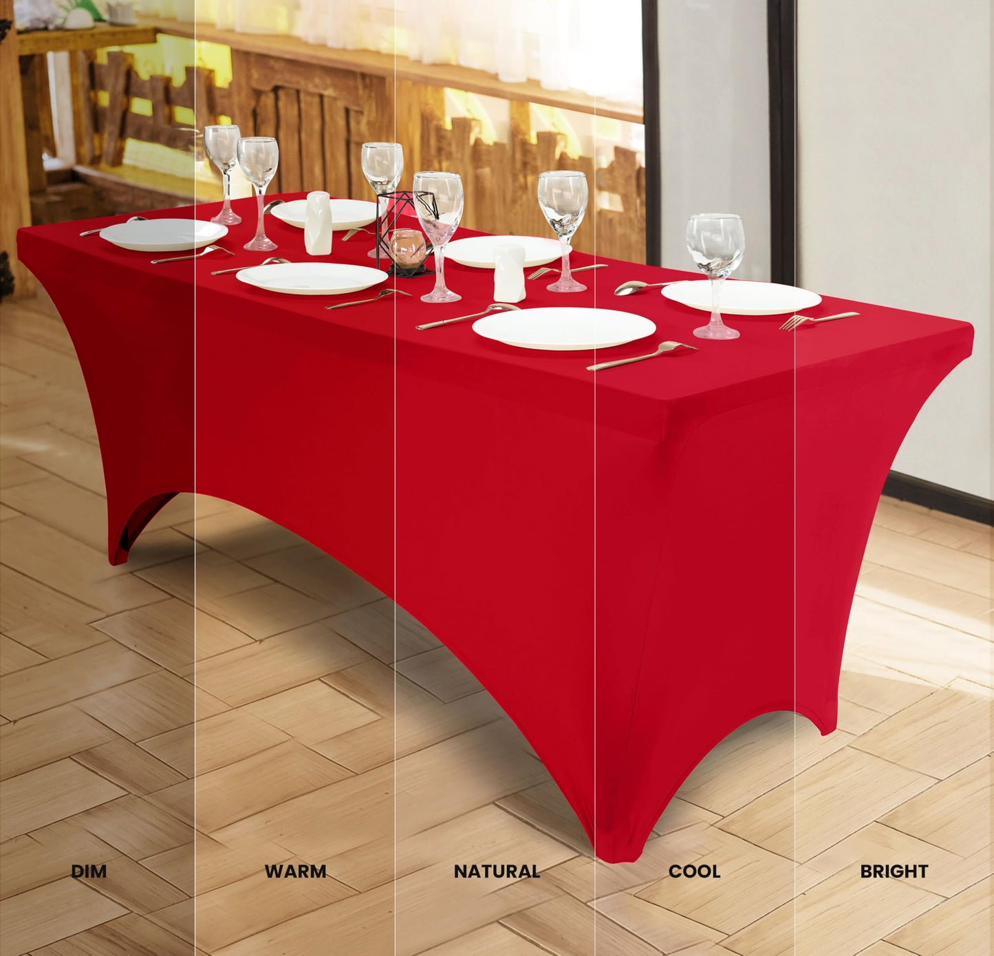 Utopia Kitchen Spandex Tablecloth 10 Pack [6FT, Red] Tight, Fitted, Washable and Wrinkle Resistant Stretch Table Cloth Rectangle Cover for Trade Show, Weddings & Parties [72Lx30Wx30H Inch]