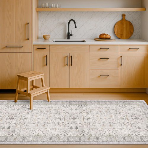Hazo Haus Washable Light Gray 2'6"x8' Non-Slip Runner Rug | Stain Resistant for Kitchen & Hallway