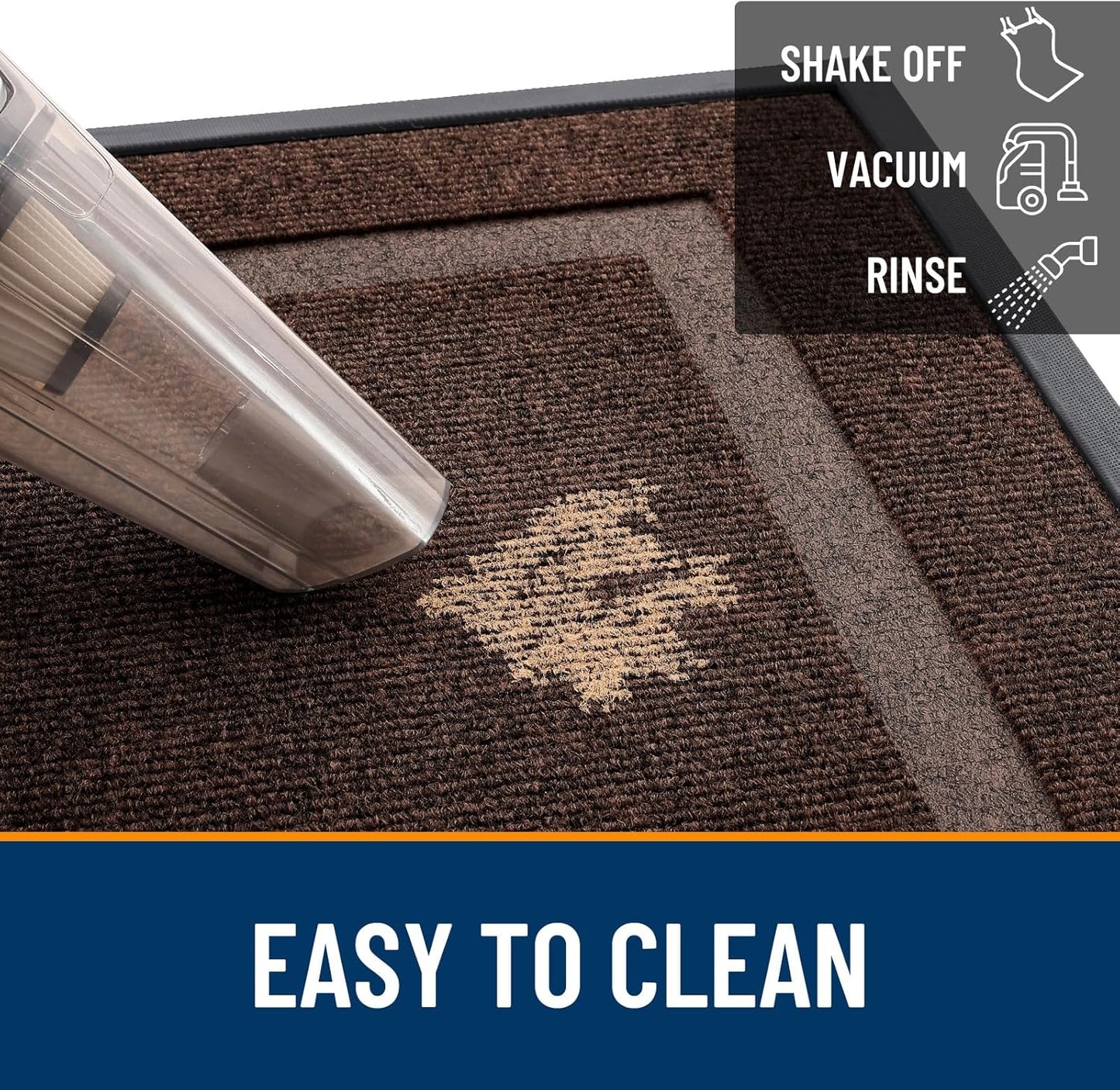 OLANLY Waterproof Front Door Mat - All-Season, Sturdy Natural Rubber, Easy Clean | 47x23, Dark Brown