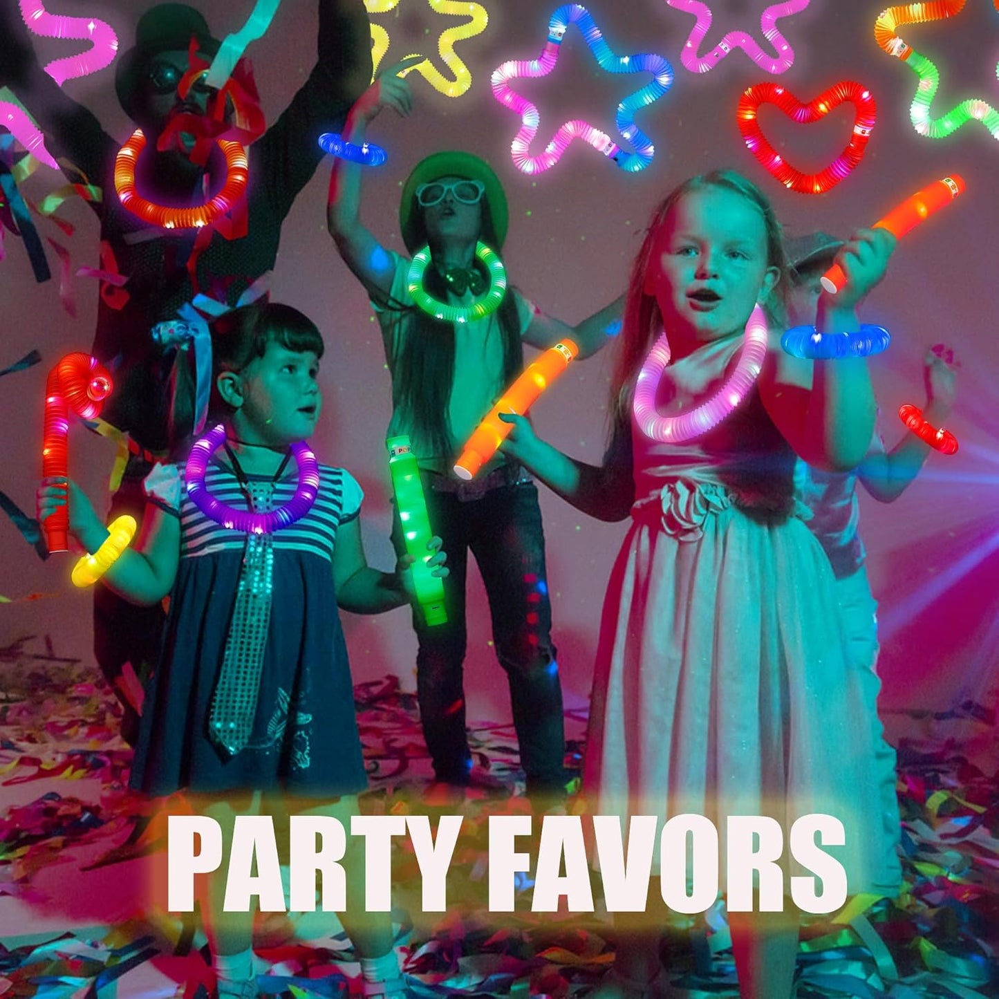 UrChoice Glow Sticks - 8PCS LED Pop Tubes for Parties | Glow Necklaces & Bracelets for Camping Fun