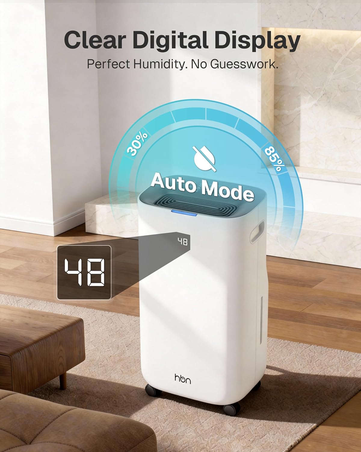 Skiennix 4500 Sq.Ft Dehumidifier - Smart Humidity Control | 80 Pint/Day, 1.71 Gallon Tank, 24h Timer