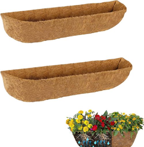 Coco Fiber Liners by [Brand Name] - Pre-Formed Replacement for Planters & Window Boxes | 36in, 2-Pack
