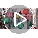 OBBOLO Christmas Hanging Decor Set 12 pcs Red Green White Gold Honeycomb Paper Lanterns Fans