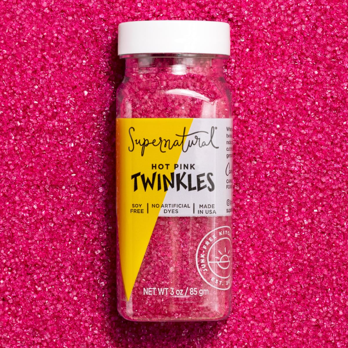 Supernatural Twinkles | Hot Pink Sanding Sugar - Plant-Based, Vegan, 3oz - Made in USA