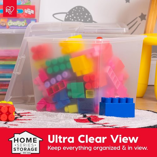 IRIS USA Storage Bins - 4-Pack Clear 36 Quart Stackable Containers with Lids for Organizing Shoes, Clothes & More - BPA-Free