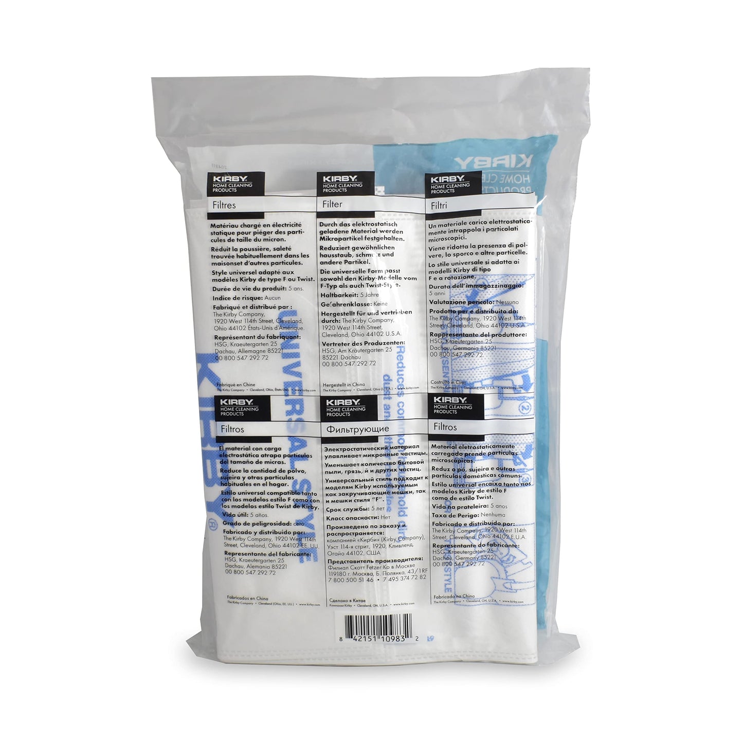 Kirby 204811 Filter Bag Six Pack Micron Magic HEPA (6 Bags Plus 2 Belts)