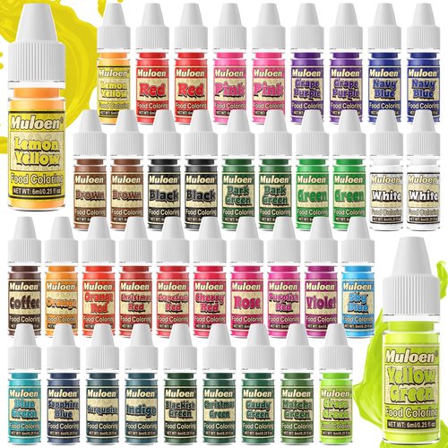 Food Coloring Liquid - 40 Colors Food Coloring Set Food Grade Vibrant Food Dye for Cake Decorating, Baking, Cooking, Cookies, Icing, Easter Egg, Slime Making DIY Supplies Kit - 0.25 Fl. oz