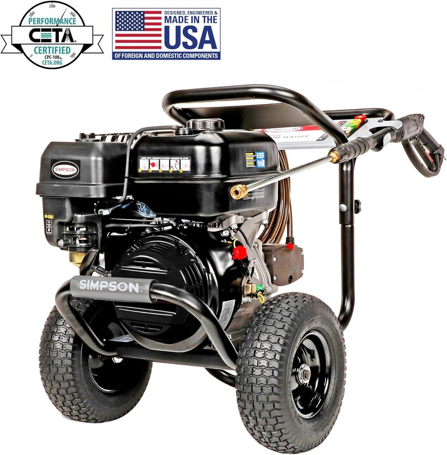 Simpson PowerShot 4400 PSI Gas Pressure Washer - 4.0 GPM Cold Water, 50' Hose, 49-State Compliant | Black