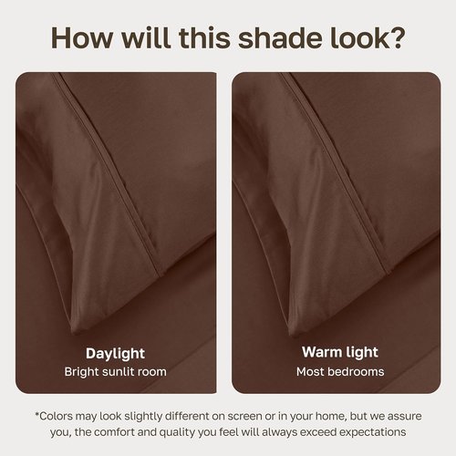 California Design Den King Size Bed Sheet Set - 100% Cotton, 400 Thread Count, Silky Smooth Sateen in Espresso Brown