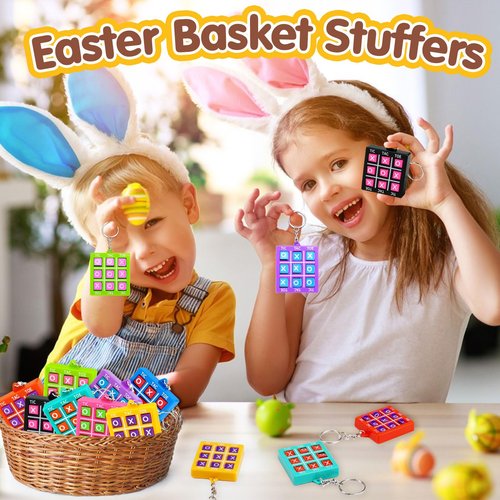 16PCS Tic Tac Toe Game Birthday Party Favors Goodie Bags Stuffers for Kids 3-5 4-8 8-12 Summer End of Year Student Gifts from Teacher Classroom Treasure Carnival Prize Box Return Gift Pinata Keychain