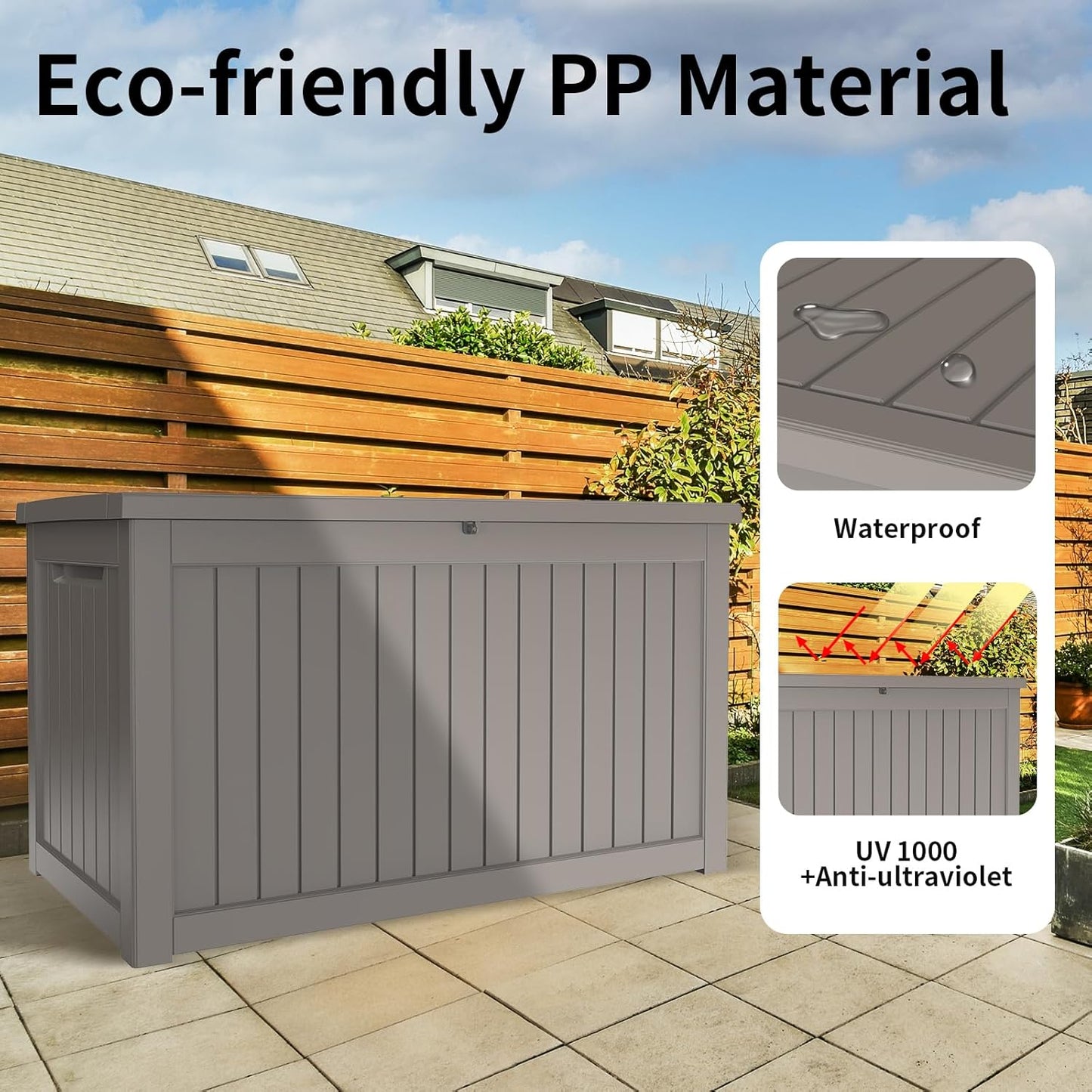 Resin 280 Gallon Large Deck Box - Waterproof Outdoor Storage for Patio Cushions & Garden Tools (Brown)