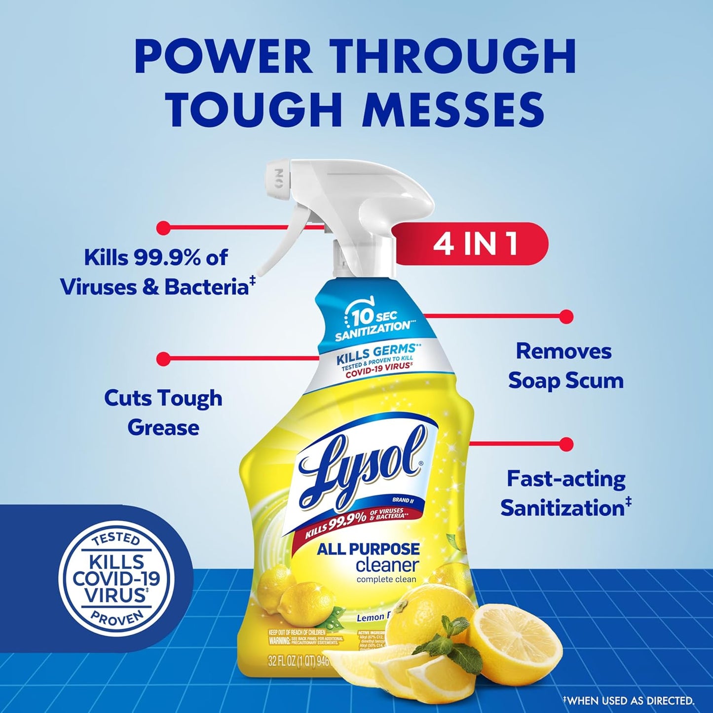 Lysol All-Purpose Cleaner Spray - Multi-Purpose Disinfectant with Lemon & Island Breeze Scents | 32 Fl Oz (Pack of 3)