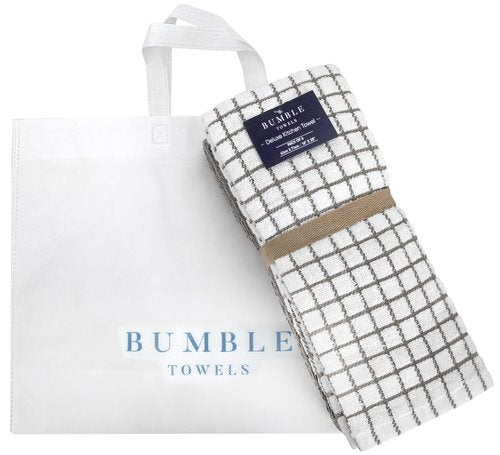 Bumble Kitchen Towels (6 Pack) | 16" x 28" | 100% Cotton Dish Towels for Kitchen | 380 GSM | Soft, Highly Absorbent & Durable Dish Towels with Hanging Loop | Gray