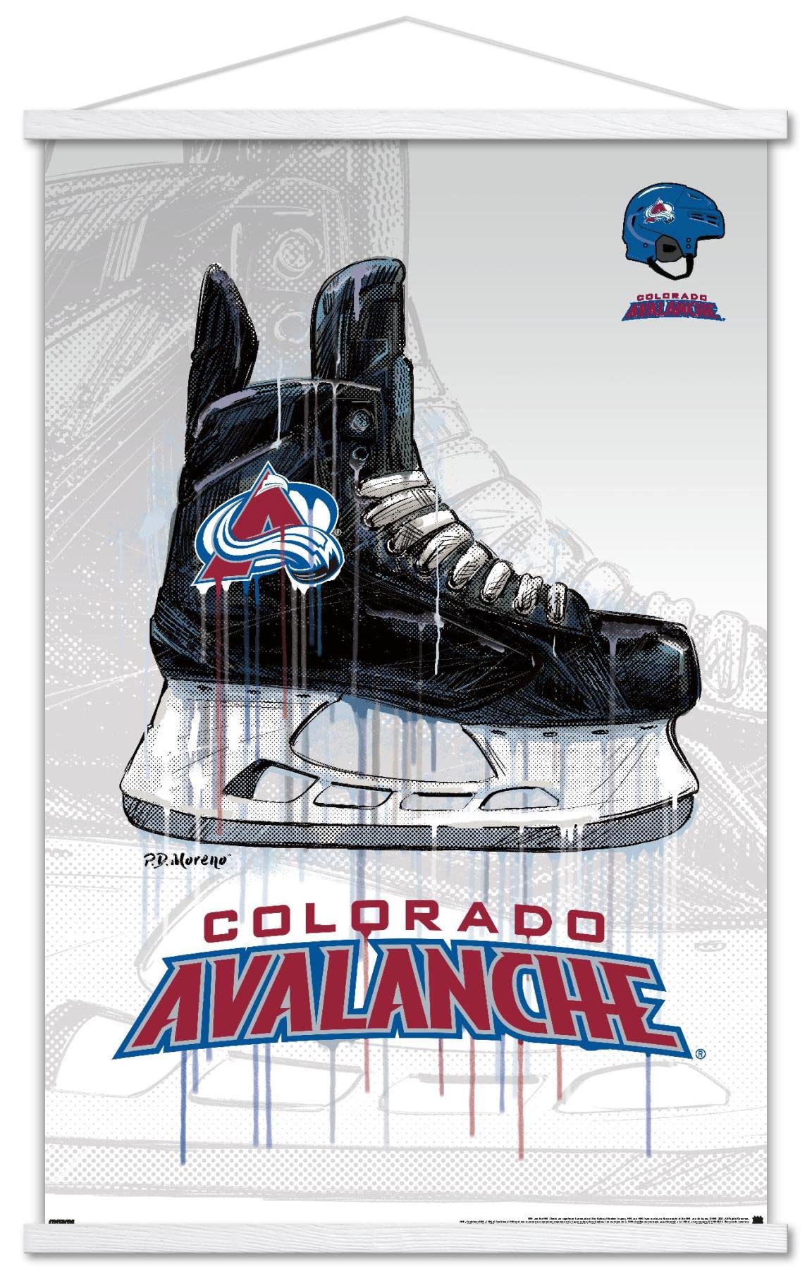 Trends International NHL Colorado Avalanche - Drip Skate 21 Wall Poster, 22.375" x 34", Premium Print and White Hanger Bundle