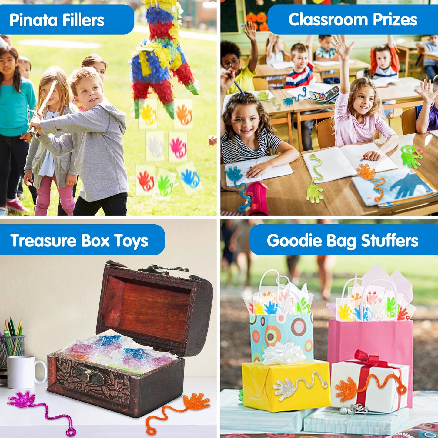 Armaytoy 20Pack Glow in Dark Glitter Sticky Hands Party Favors for Kids Pinata Goodie Bag Stuffers Classroom Prizes Birthday Stretchy Treat Trinkets Treasure Box Bulk Toys