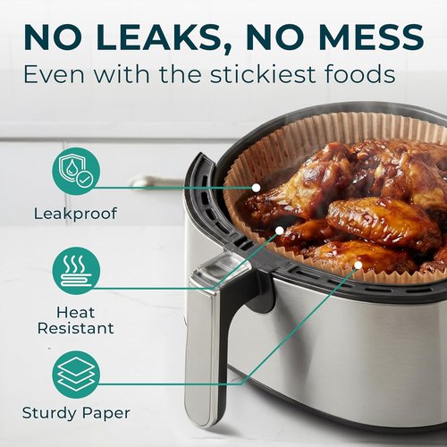 Cathy Yoder Round Air Fryer Liners - 125 PCS 6.3 Inch Disposable Parchment Sheets for Easy Cleanup
