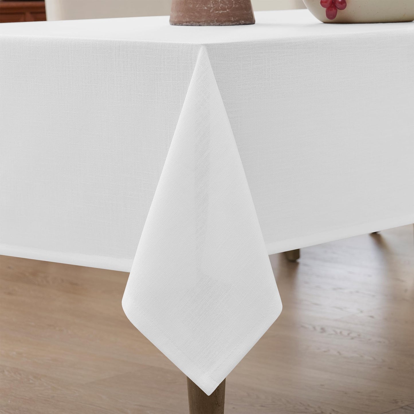 White Linen Tablecloth Rectangular 55 x 84 Modern Elegant Cotton Cloth Texured White Table Cloth for Rectangle Table Washable Fabric Tablecloth for Dining Wedding Banquet Party Thanksgiving Decor
