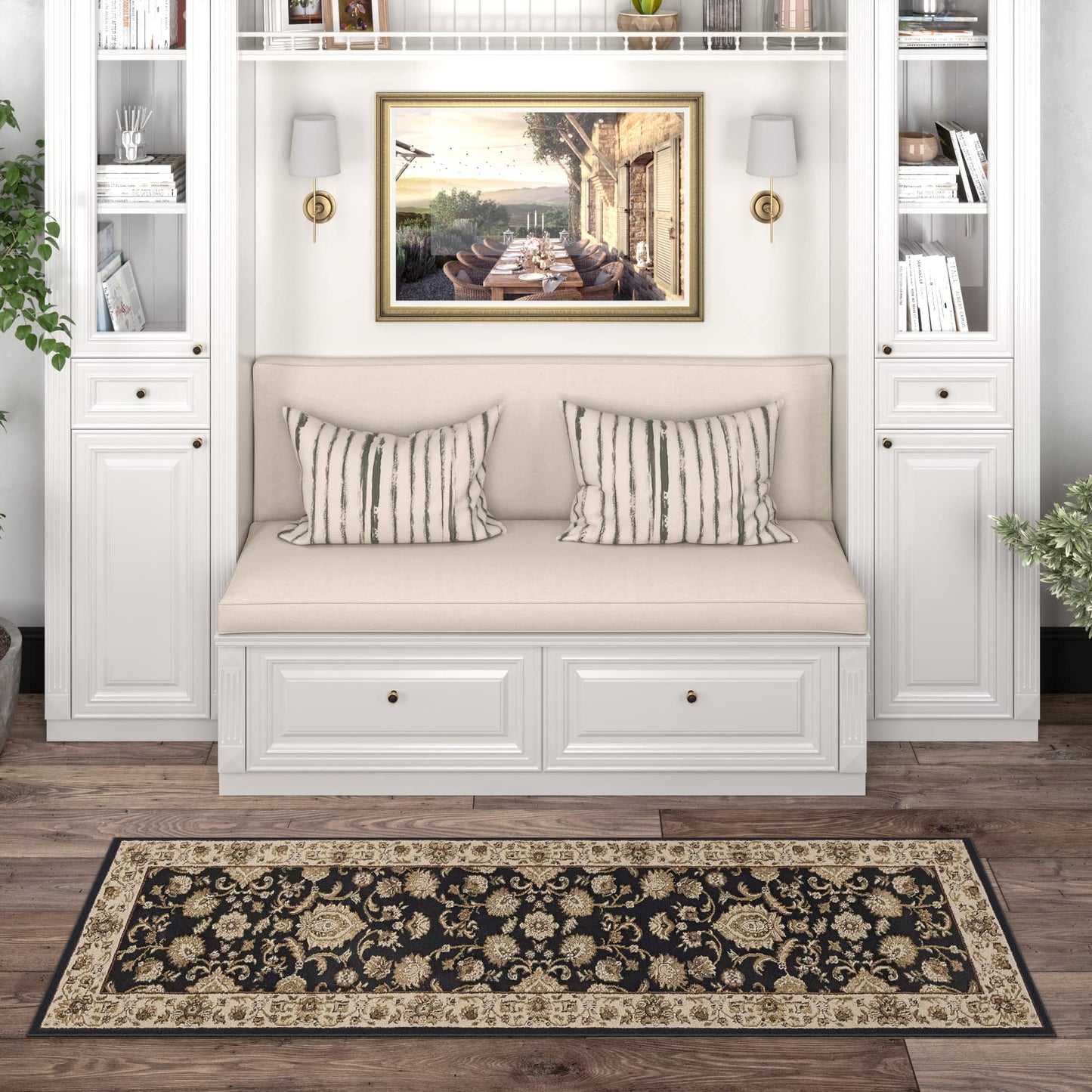 Tayse Black Hallway Runner Rug - Kitchen Rug - Area Rug for Indoor Entryway Walkway - Contemporary Carpet, 2'3'' x 10', SNS4723 2x10