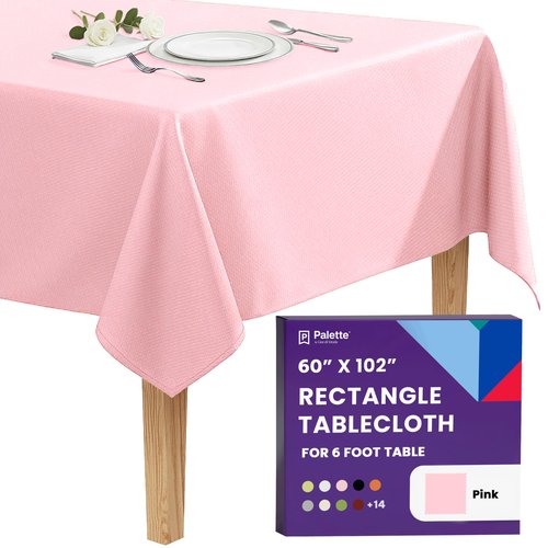 Gee Di Moda Rectangle Tablecloth - 60 x 102 Inch Pink Table Cloth for 6 Foot Rectangle Tables - Heavy Duty Washable Fabric - for Holiday Party, Dinner, Weddings, Baby Shower & Events