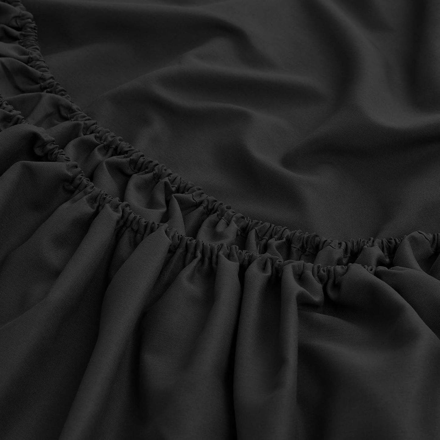 LINENLINE Full Sheet Set - Soft & Breathable Bamboo Rayon | 6-Piece Cooling Sheets, 16" Deep Pocket, Black