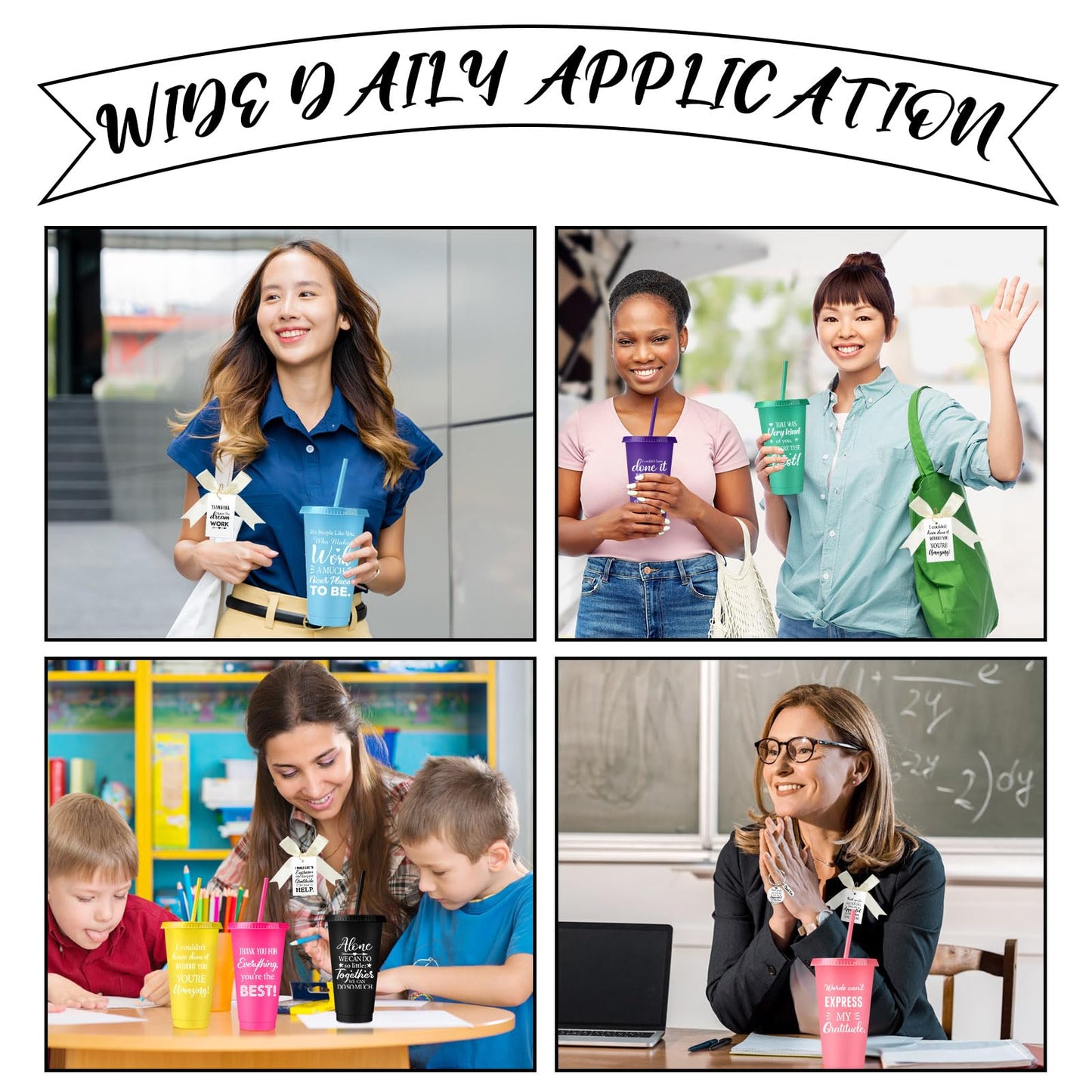 Funnymoom 20 Pack Employee Appreciation Gifts Cup Bulk, 24oz Thank You Plastic Tumblers with Lids Straws Keychains, Party Favors for Staff, Coworkers, Team, Teachers(Amazing)