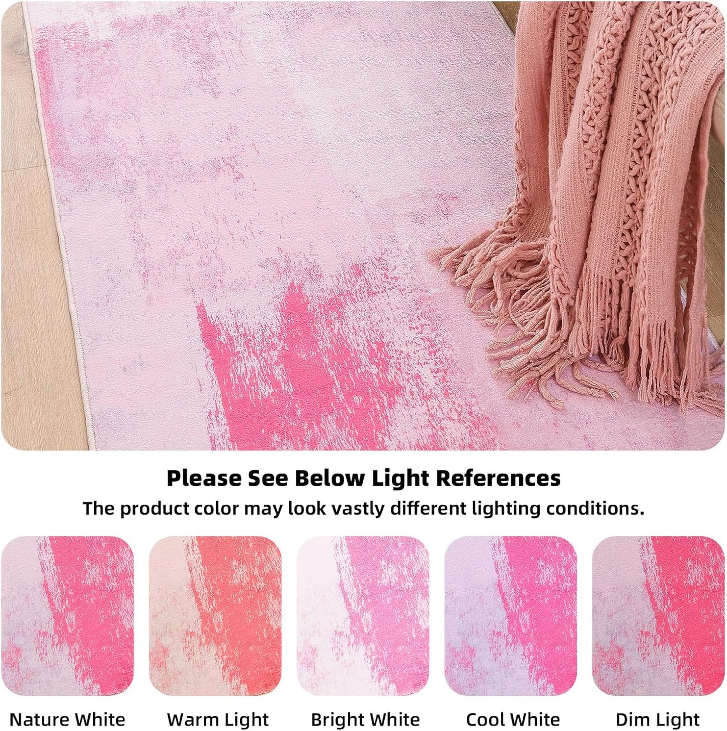 TRUEDAYS Area Rug Washable Pink Rug - 5x7 Rug Modern Abstract Rug for Entryway College Dorm Living Room Bedroom - Soft Low Pile Indoor Carpet with Non-Slip Backing for Home Décor