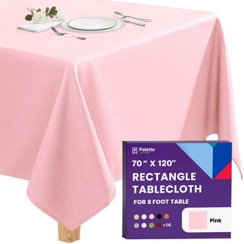 Gee Di Moda Rectangle Tablecloth - 70 x 120 Inch Pink Table Cloth for 6 or 8 Foot Rectangle Tables - Heavy Duty Washable Fabric - for Holiday Party, Dinner, Weddings, Baby Shower & Events