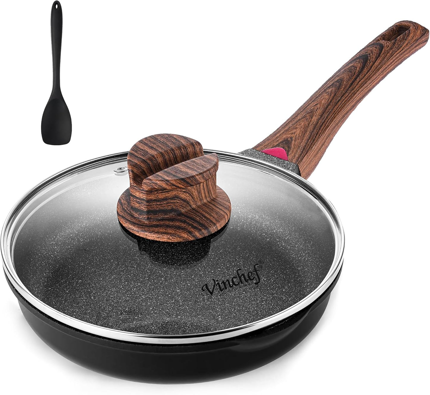 Vinchef 8" Non-Stick Frying Pan - Induction-Ready Skillet with Lid | Non-Toxic Cookware for All Stoves