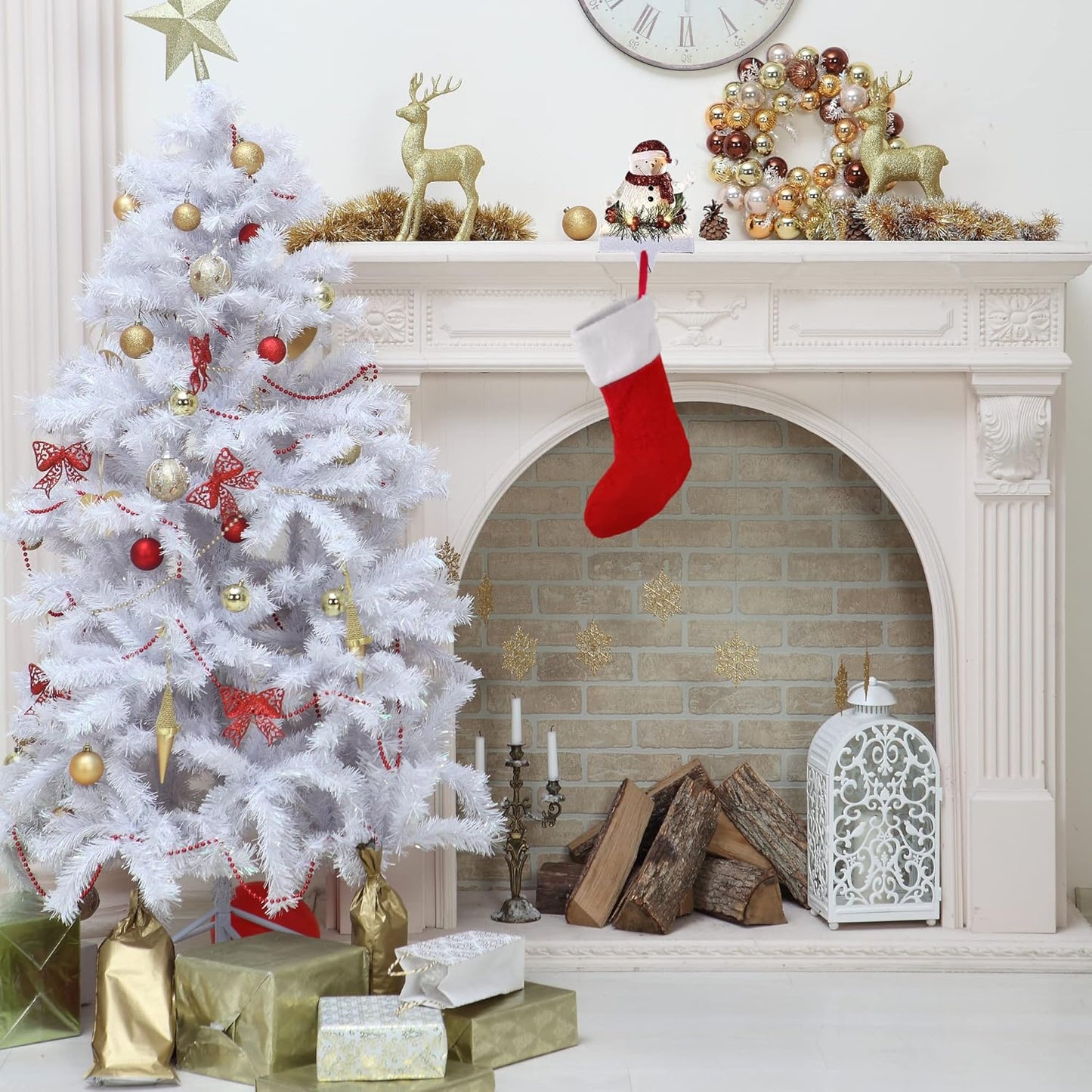 LED Snowman Stocking Holder - 7 Inch Tall Christmas Decor for Mantel