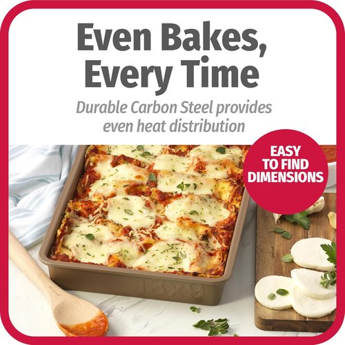 GoodCook BestBake Nonstick Bronze Baking Pan - 9" x 13" Textured Carbon Steel | Scratch-Resistant & Easy Cleanup