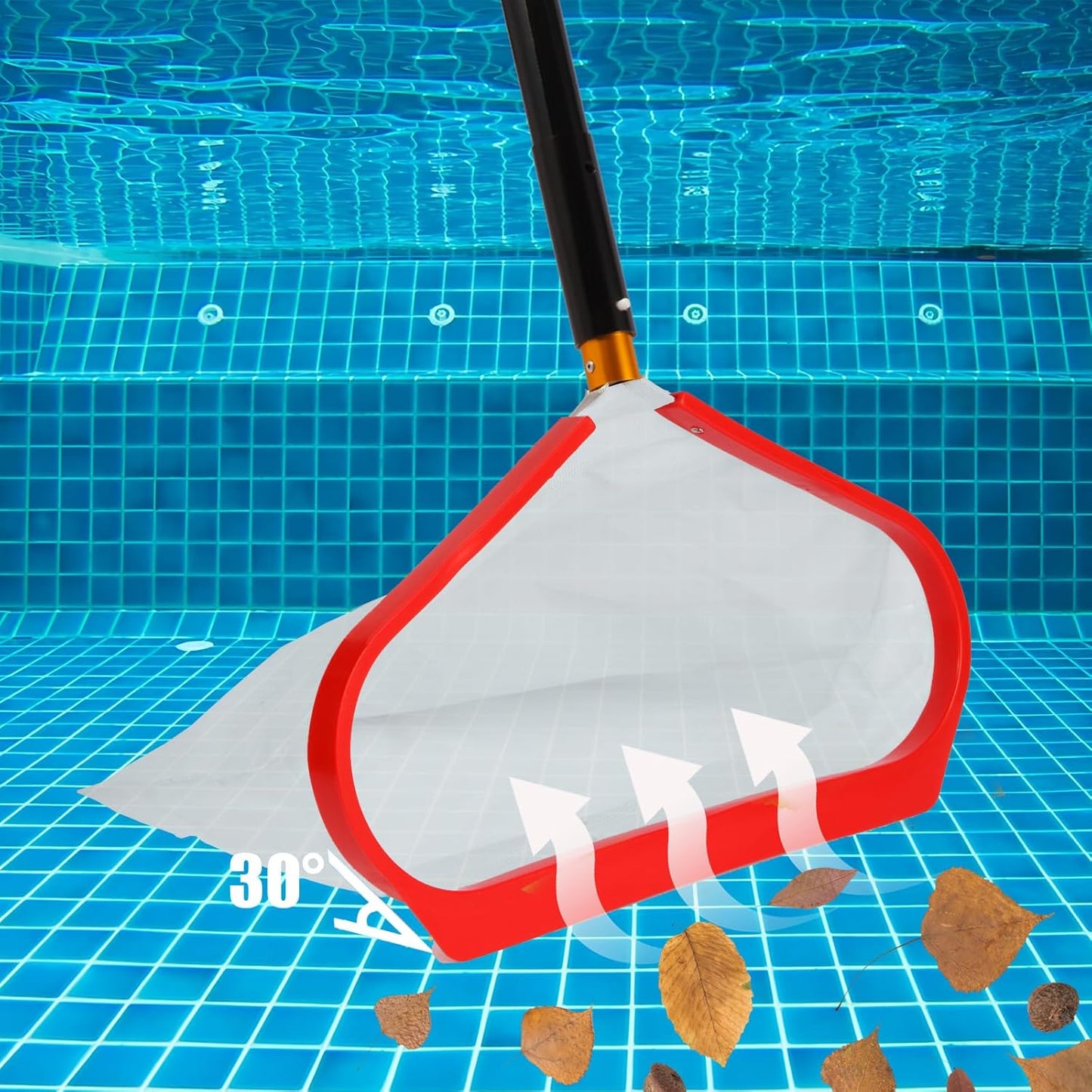 Skiennix Pool Skimmer Net - Heavy Duty Aluminum Frame for Efficient Leaf & Debris Removal | Professional Cleaning Tool