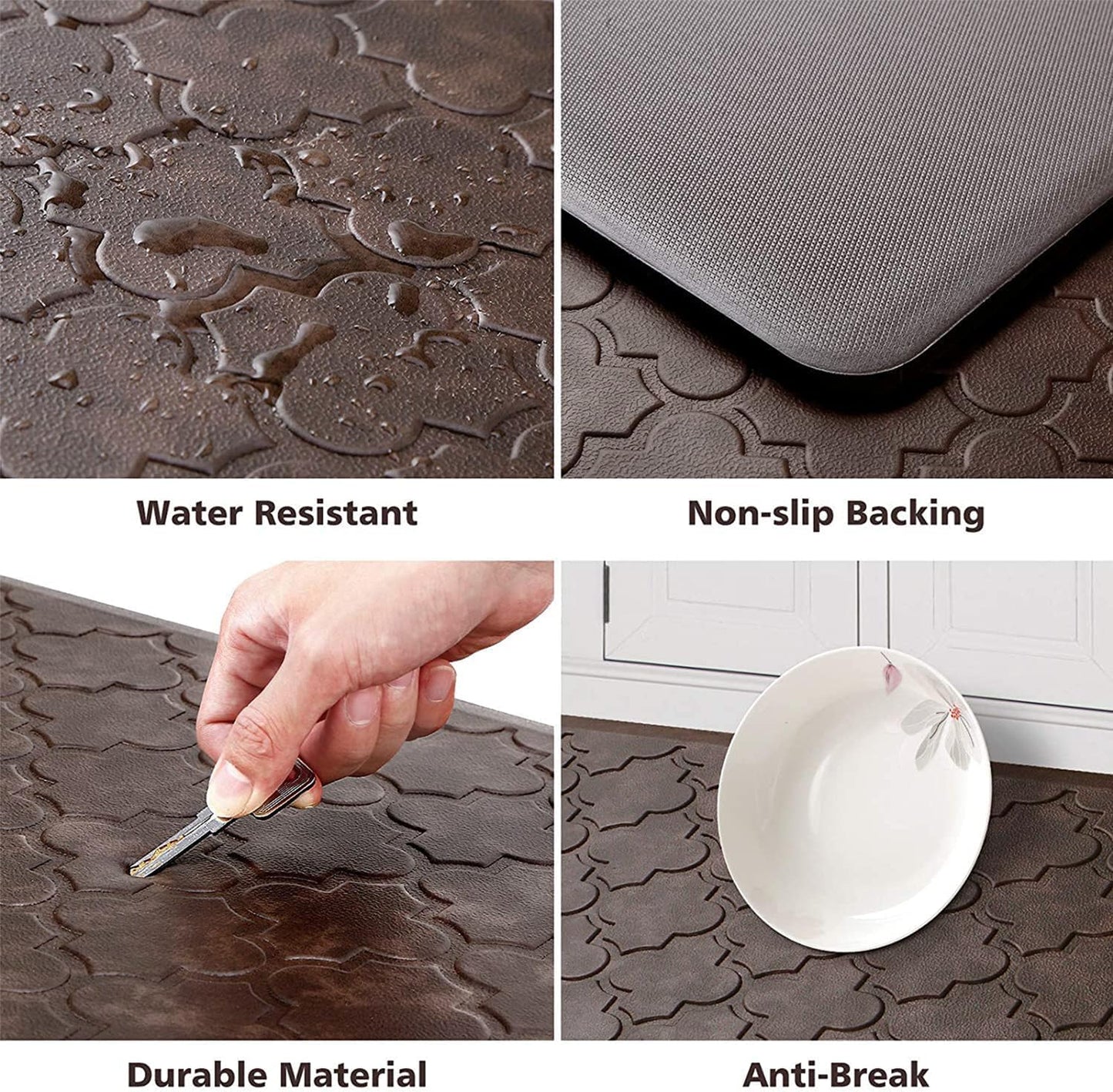 WISELIFE Kitchen Mat Cushioned Anti Fatigue Floor Mat,20"x39", Thick Non Slip Water Resistant Kitchen Rugs and Mats,Heavy Duty Foam Standing Mat for Kitchen,Floor,Home,Desk,Sink, Brown