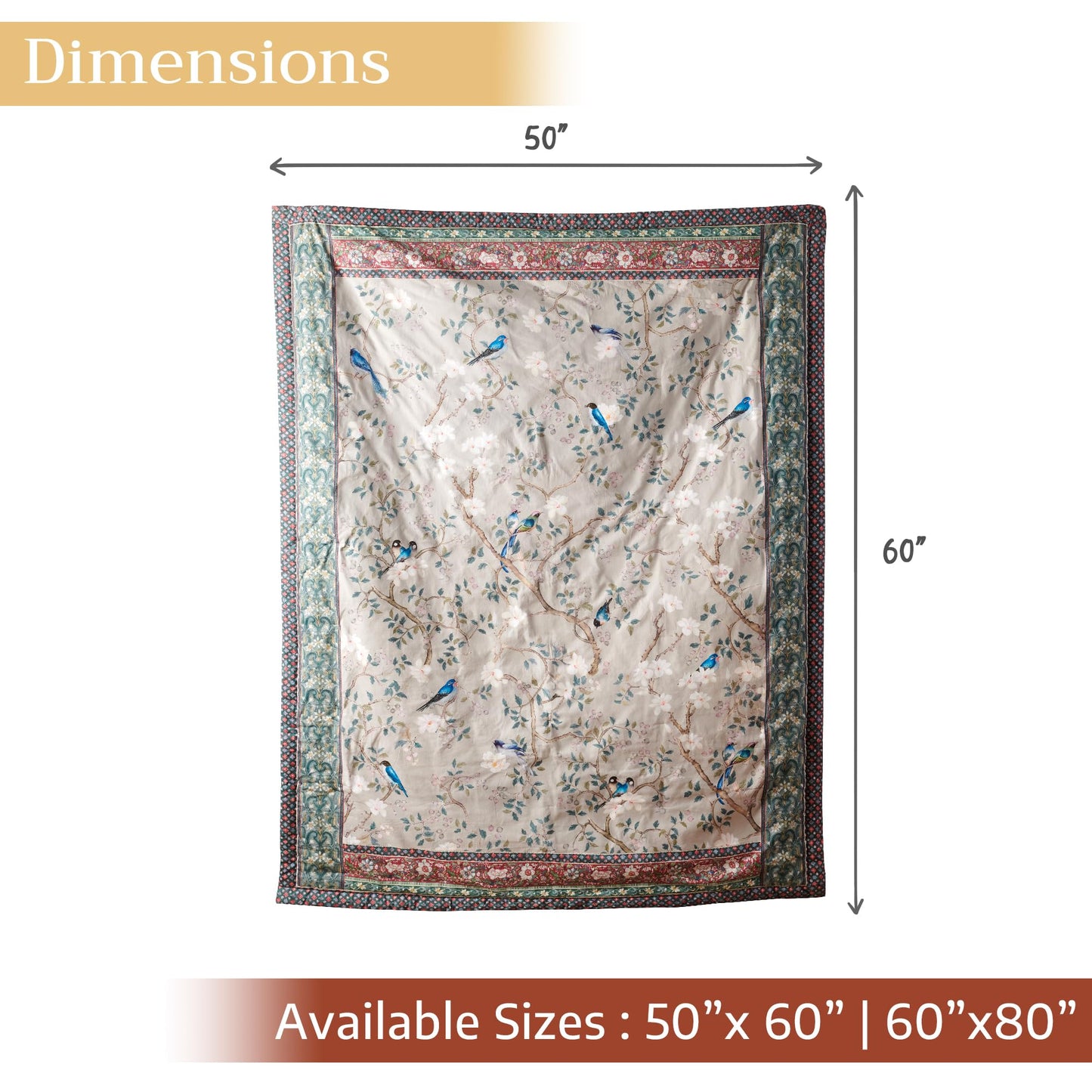Maison d' Hermine Throw Blanket for Couch Lightweight Soft Warm Breathable Cotton Throw Blankets for Bed Girls Boys Women Men Sofa Travel Living Room Gifts for Mothers Day (60" X 80", Osaka)
