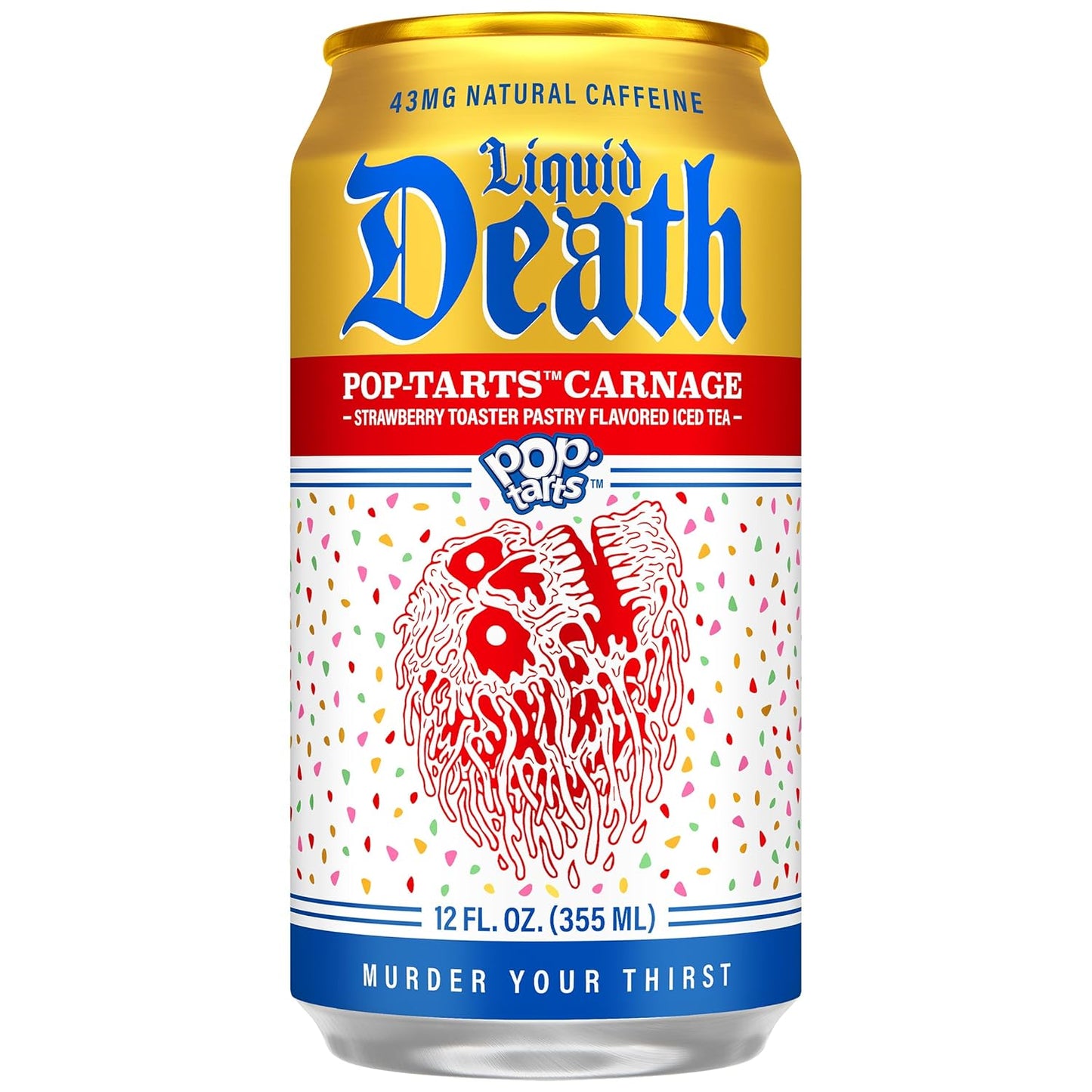 Liquid Death Iced Tea - Pop-Tarts™ Carnage Black Tea with Strawberry Flavor | 12 Fl Oz (Pack of 12)