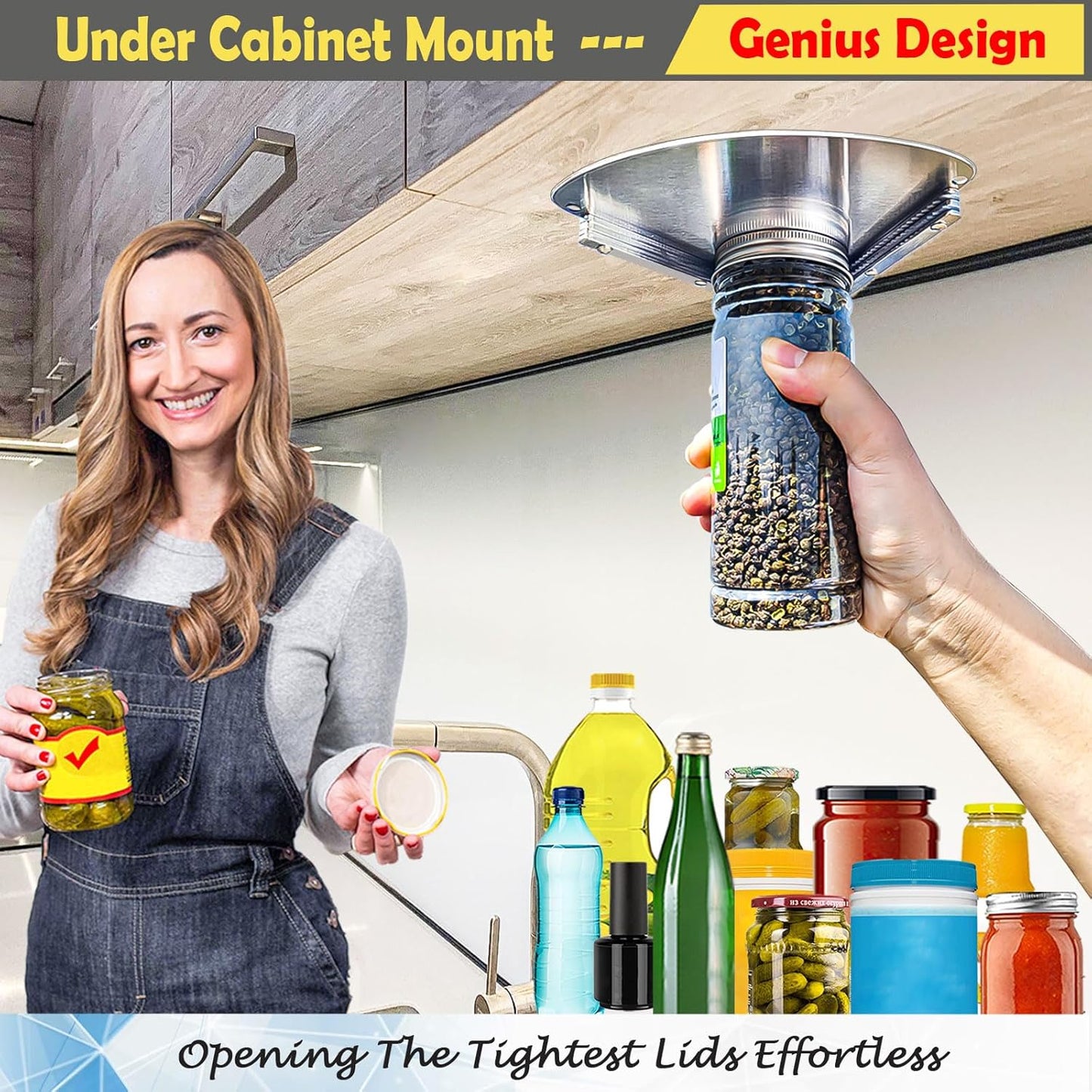 Skiennix Upgraded Stainless Steel Jar Opener - Perfect for Seniors & Weak Hands | One-Handed Design