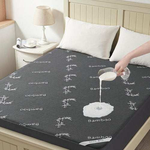 BEDLORE Queen Size Waterproof Mattress Protector - Soft Bamboo Viscose Cover, Deep Pocket, Machine Washable | Gray
