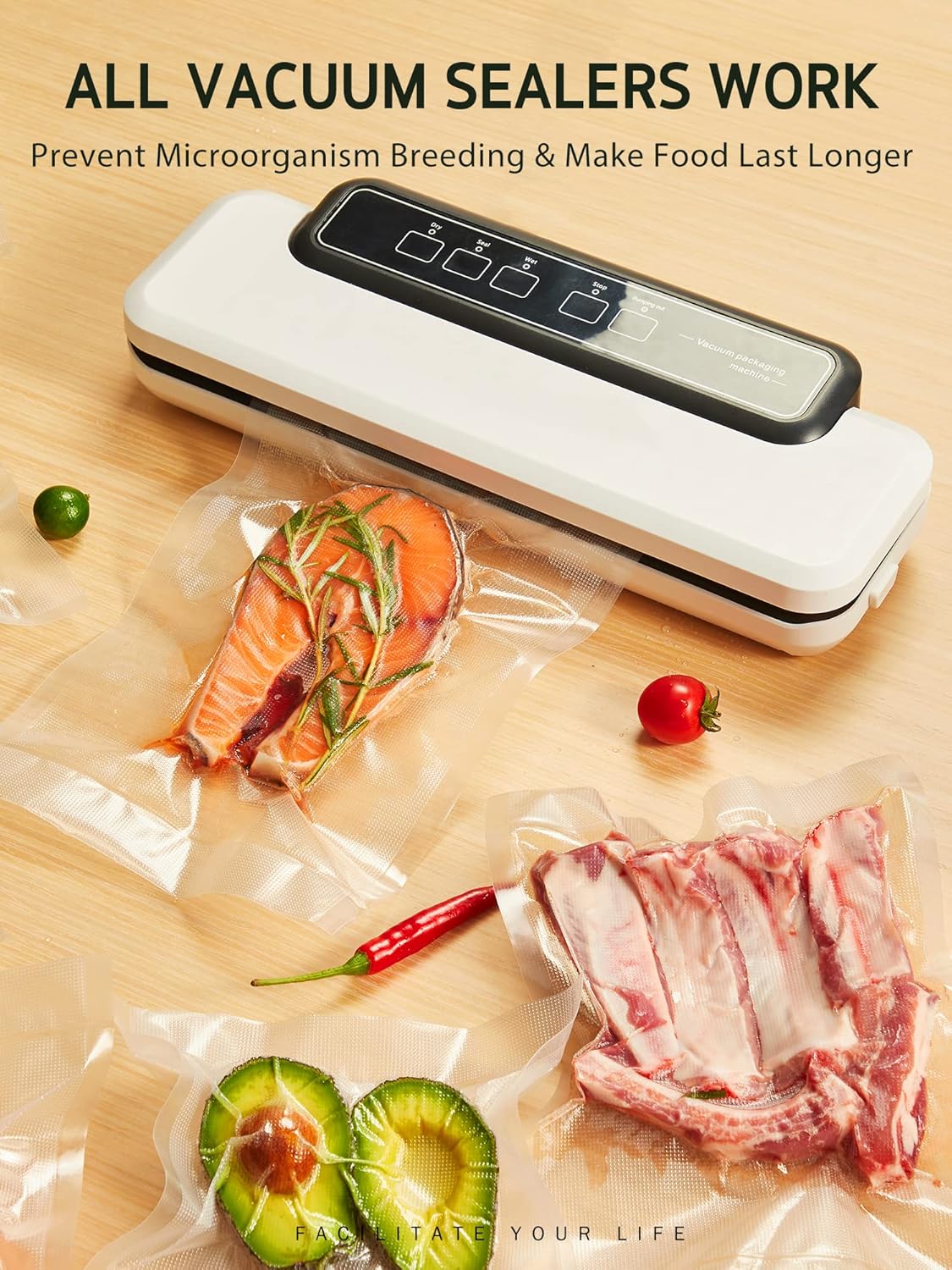 Syntus Food Vacuum Seal Roll - 8" x 150' with Cutter Dispenser | BPA-Free for Meal Prep & Storage